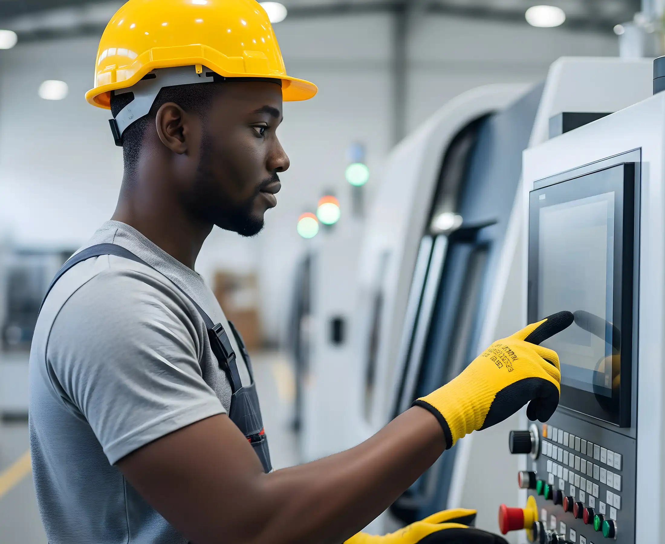 machinery controls in a modern factory setting