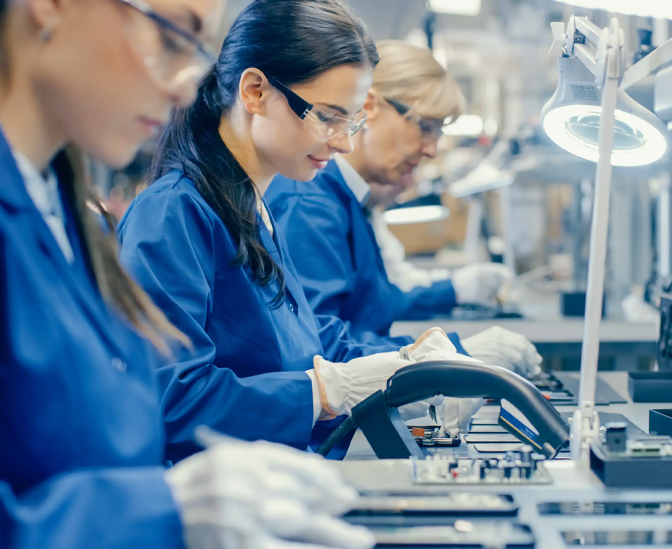 Women working in electronics factory
