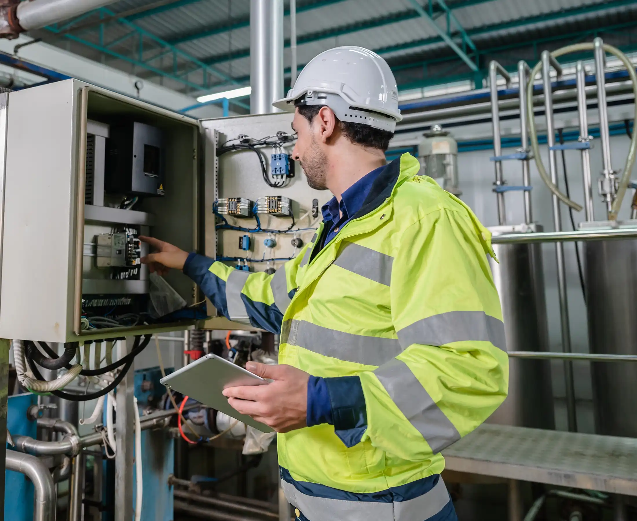 working to maintenance and checking industrial equipment