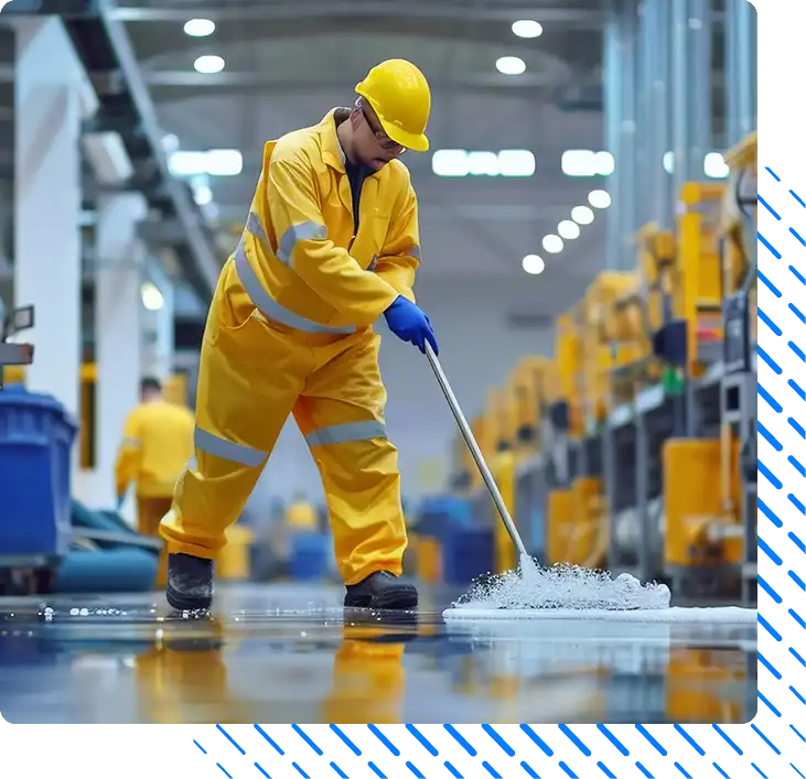 Sanitation worker cleaning