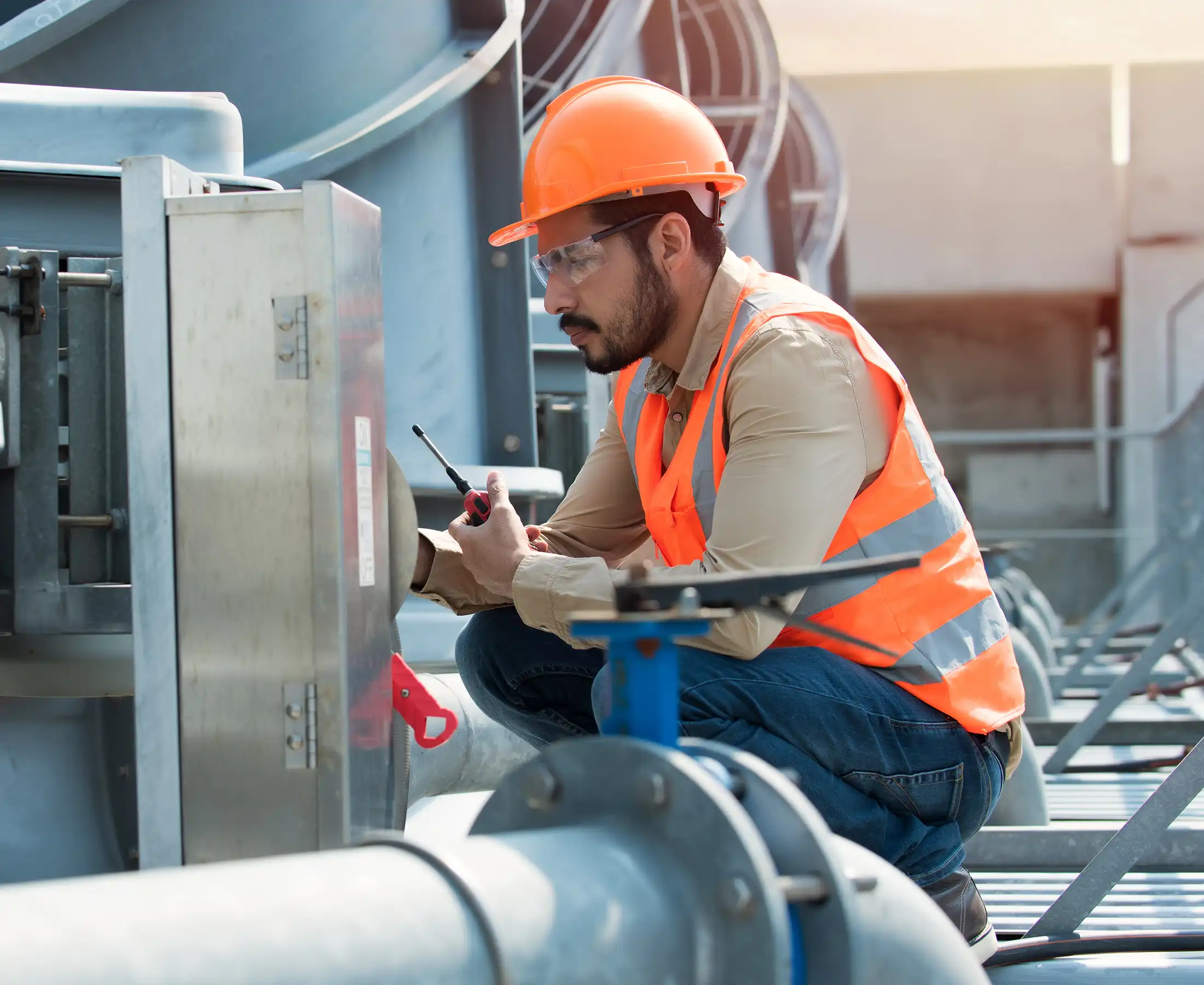 HVAC of large industrial building to control air system
