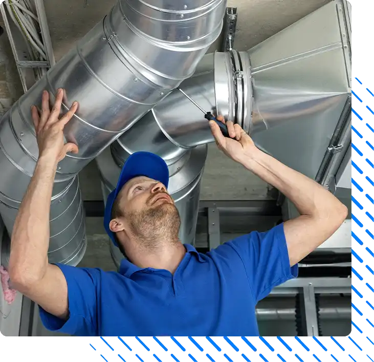 worker install ducted pipe system