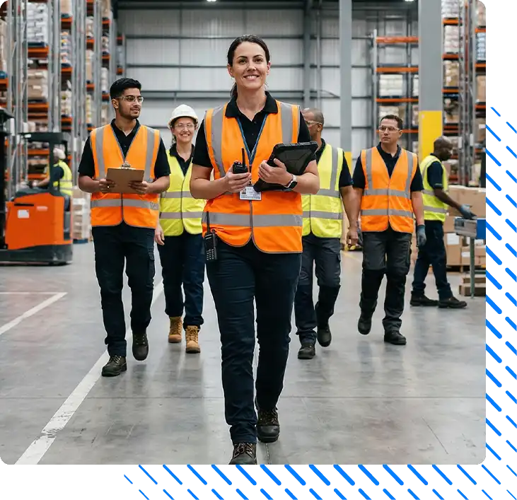 A diverse team of warehouse workers A diverse team of warehouse workers