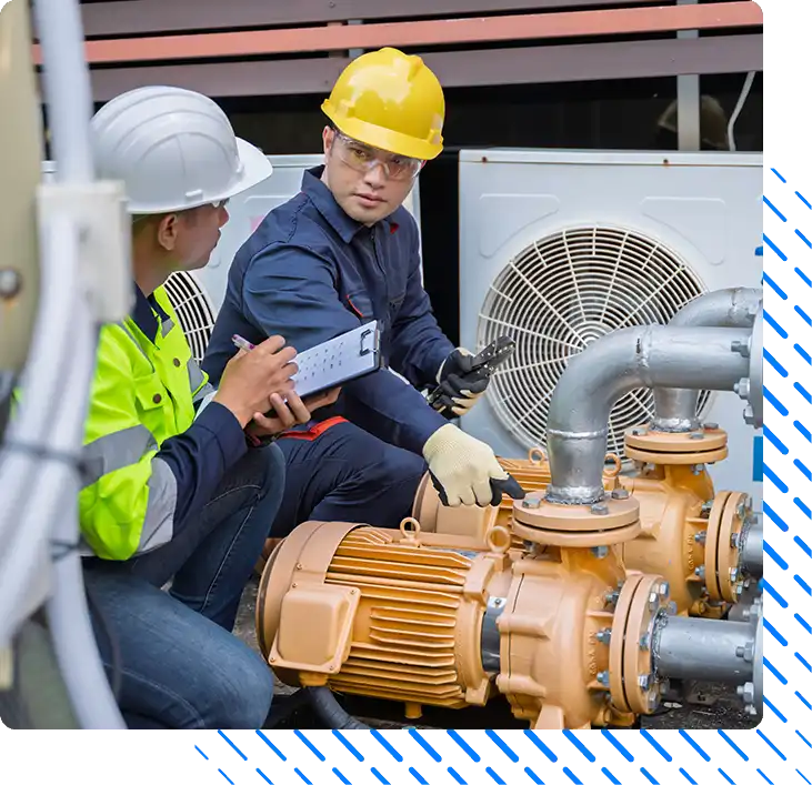 inspecting industrial air conditioning system outside inspecting industrial air conditioning system outside