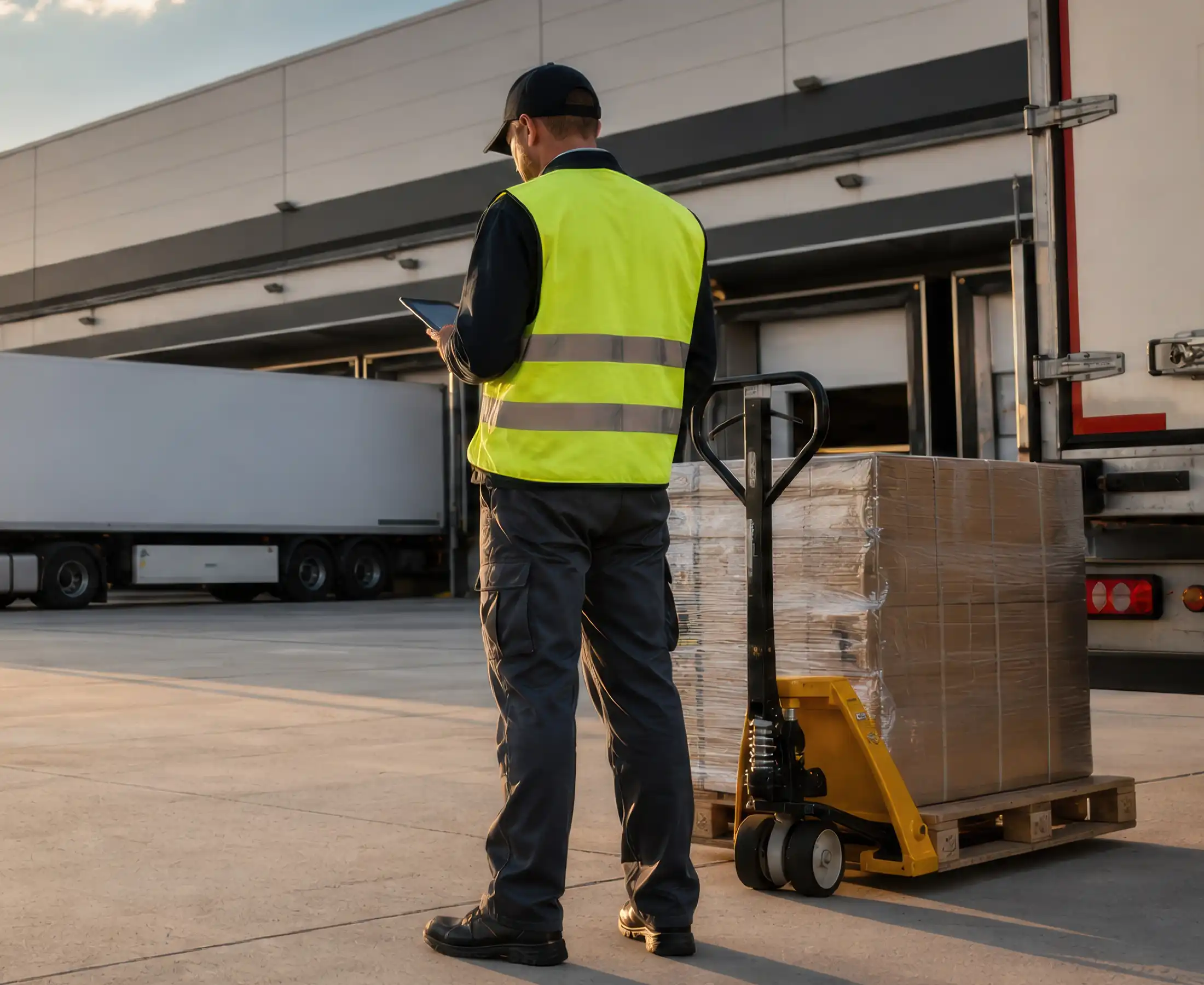 Workers perform loading tasks at a shipping dock